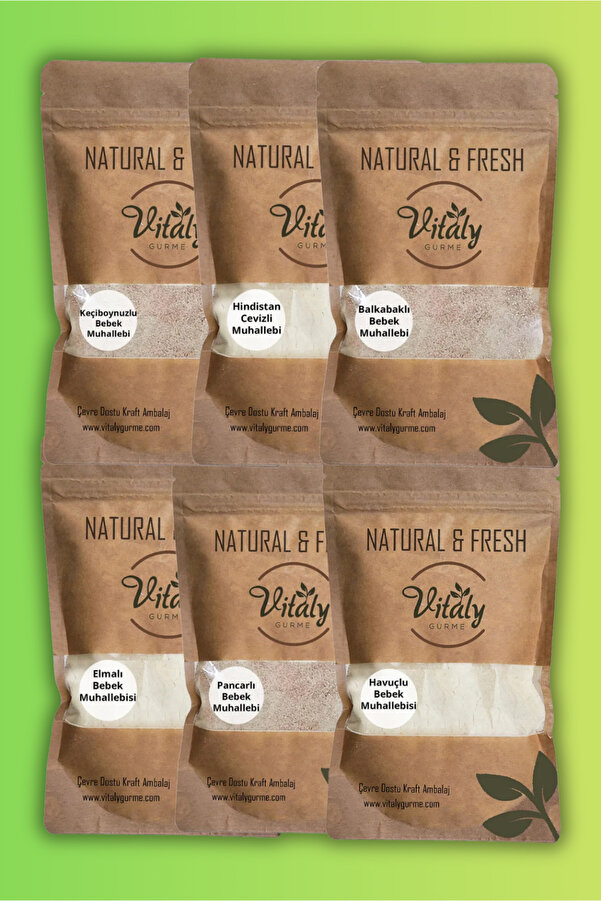 Vitaly Gurme +8 Ay Doğal Katkısız Bebek Muhallebi Mama Karışımı Ek Gıda Seti 6x160g | Şekersiz, Koruyucusuz