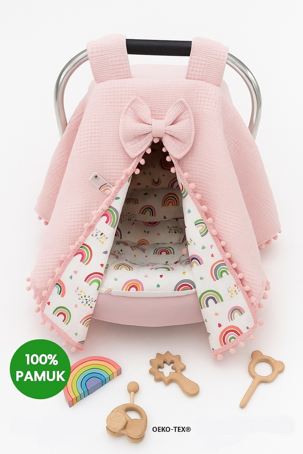 Babycitytr %100 Pamuk Müslin Puset Örtüsü Ve Puset Minderi Puset Çarşafı Bebek Arabası ( 3'lü Set )