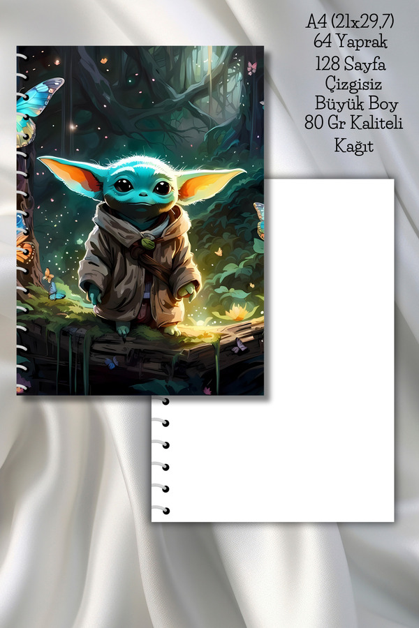 daily notebook-Yoda Unlined School Notebook,64 Sheets Spiral A4 Large Size (21X29.7 cm) Size 1