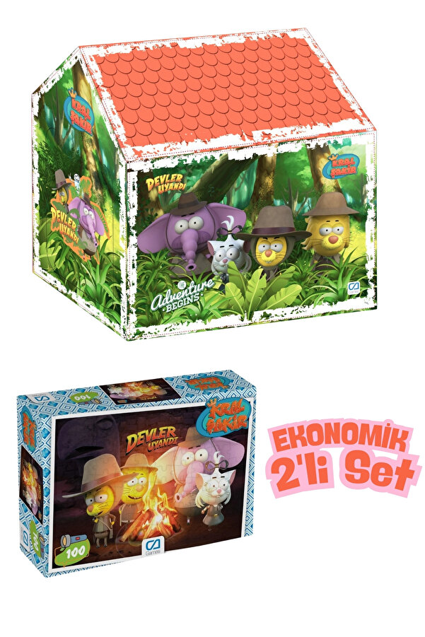 CA Games (2'Li Set) Kral Şakir:Devler Uyandı Kolay Kurulum Çocuk Oyun Çadırı+100 Parça Lisanslı Puzzle Serisi