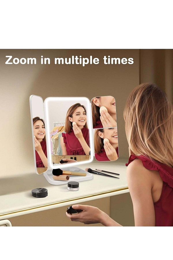 Generic-ELTRAZONE 3-Fold Lighted Makeup Mirror with 5X/3X/1X Magnification â€“ 52 LED Lights, Touch Screen 1
