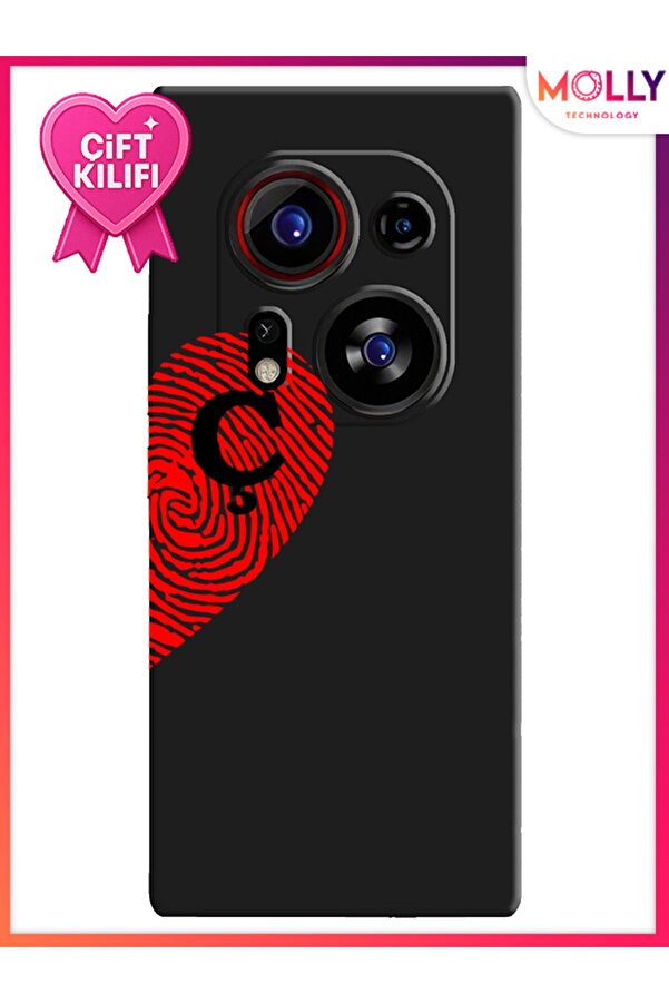 Molly-Black C-Letter Heart Scar Pattern Silicone Case for Tecno Phantom X2 Pro 1