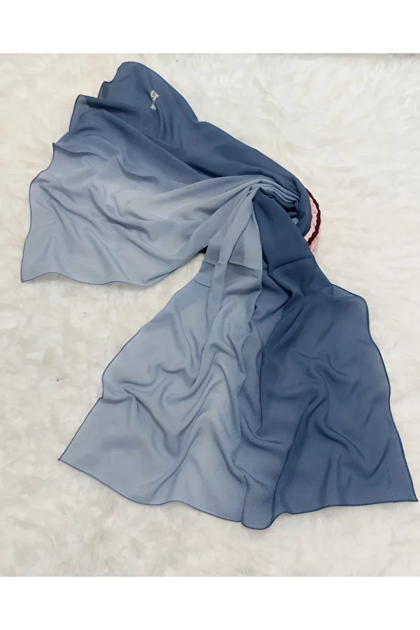 istanbul prensesleri-Patterned Chiffon Shawl Gradient Model Soft - Flexible - Soft 1