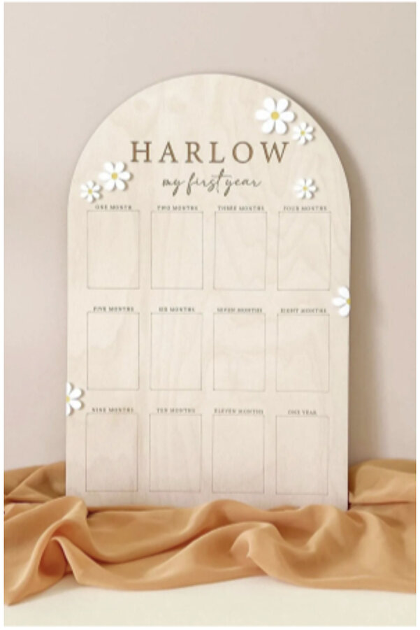 KLES My First Year Benim Ilk Yılım Dekoratif 1 Yaş Kutlama Ahşap Bebek Anı Hatıra Albümü
