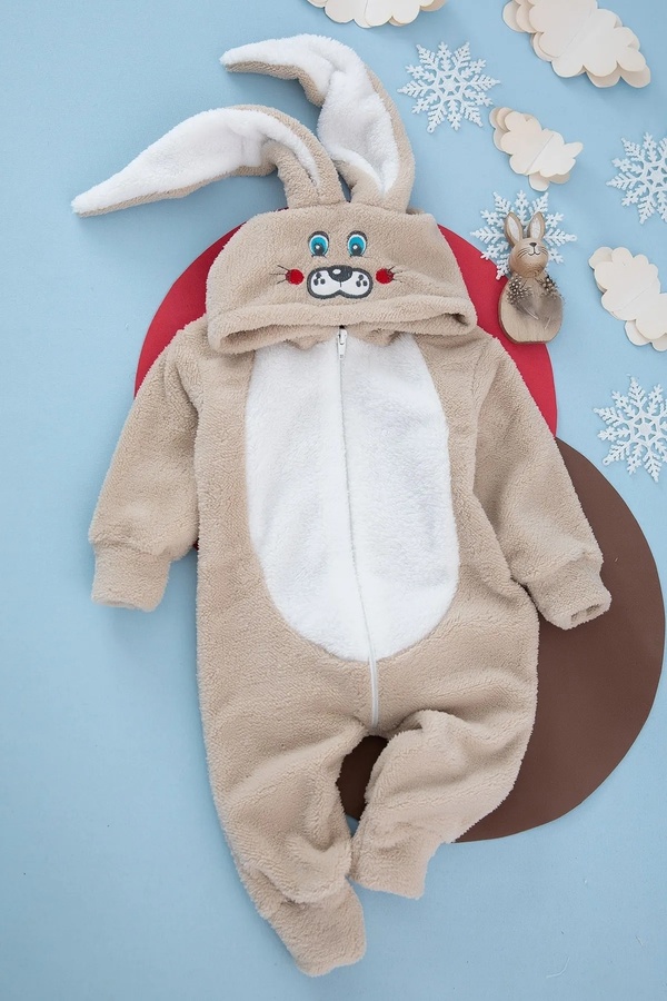 VaVbaby Welsoft Unisex Fermuarlı Peluş Kışlık Bebek Uyku Tulumu Çocuk Tulumu ve Kostümü Tavşan