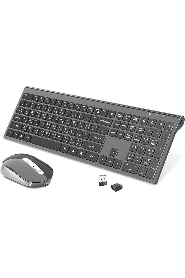 Generic-CREATMOR Wireless Keyboard Mouse Combo, Stylish Slim Rechargeable Keyboard and Mice 2.4G 109 Keys Fu 1