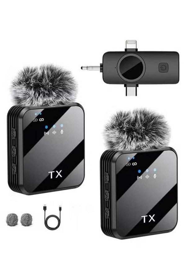 Generic-3-in-1 Wireless Lavalier Microphone for iOS and Android Devices with 3.5mm Jack for Recording Interviews and Videos 1