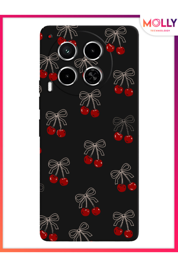 Molly-Black Cherry Pattern Silicone Case for Tecno Camon 30 1