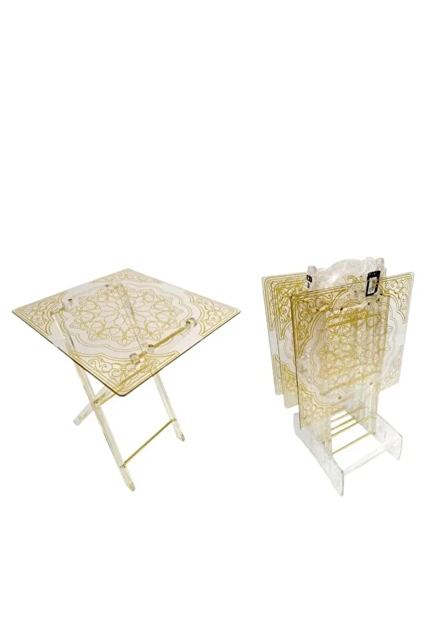 BYT ALRWASM FOR TRADE-Acrylic Side Service Tables - Set of 4 Foldable Transparent Tables 1