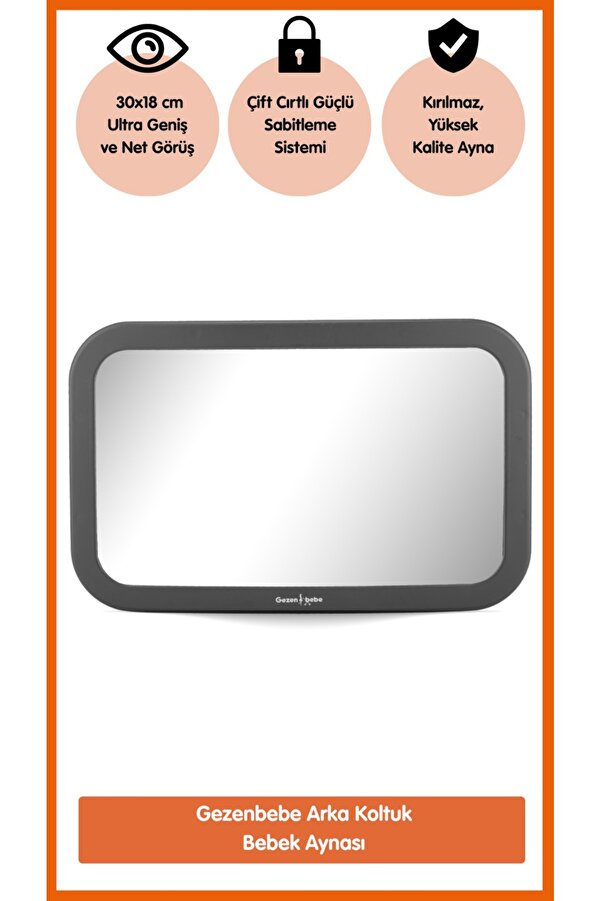 Gezenbebe 360° Döner Geniş Açılı Arka Koltuk Bebek Aynası – Kolay Montaj, Net Görüş, Araba için Bebek Ayna