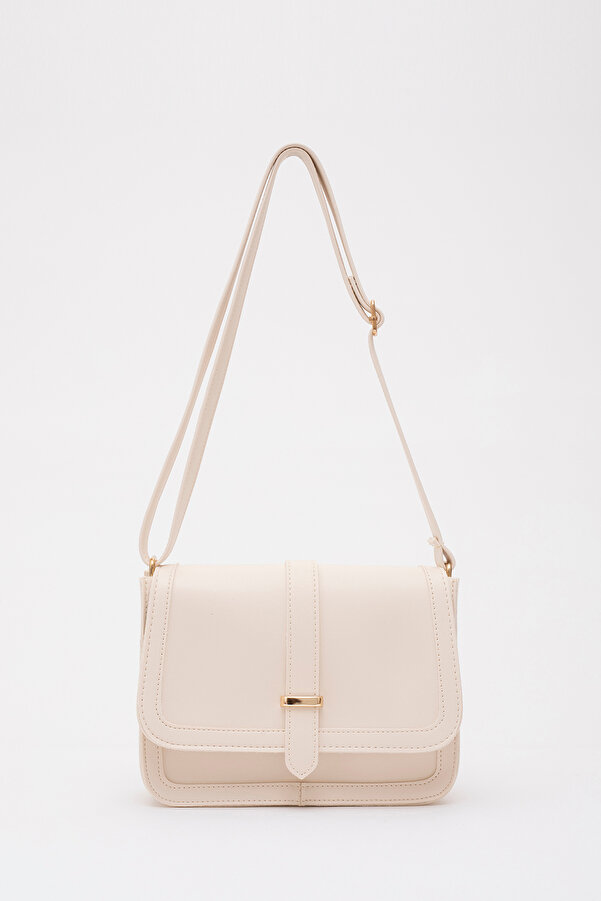 Shaka Krem Shk127 Suni Deri İç Fermuar Cepli Çıtçıt Kapamalı El,Kol ve Omuz Çantası