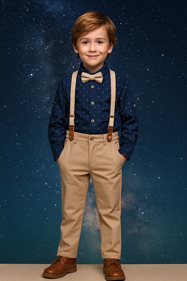 Çelix Kids Bebek&Çocuk Salopet Takım Gömlek Pantolon Papyon
