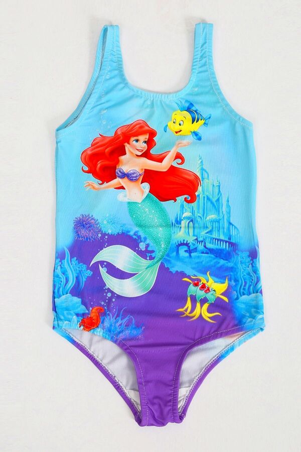 FırsatYeri Mavi Deniz Kızı Baskılı Çocuk Mayo Bikini Esnek Hızlı Kuruyan Mayokini Deniz Havuz Plaj Mayosu