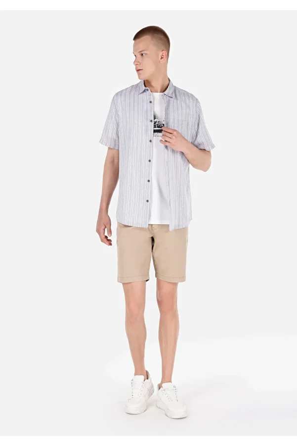 Colin's-Regular Fit Medium Waist Lace-Up Brown Men's Shorts 1