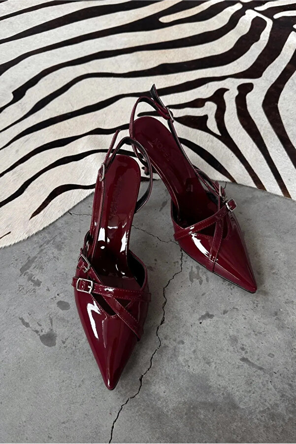 trendyes Stella Model Bordo Rugan Tokalı Stiletto