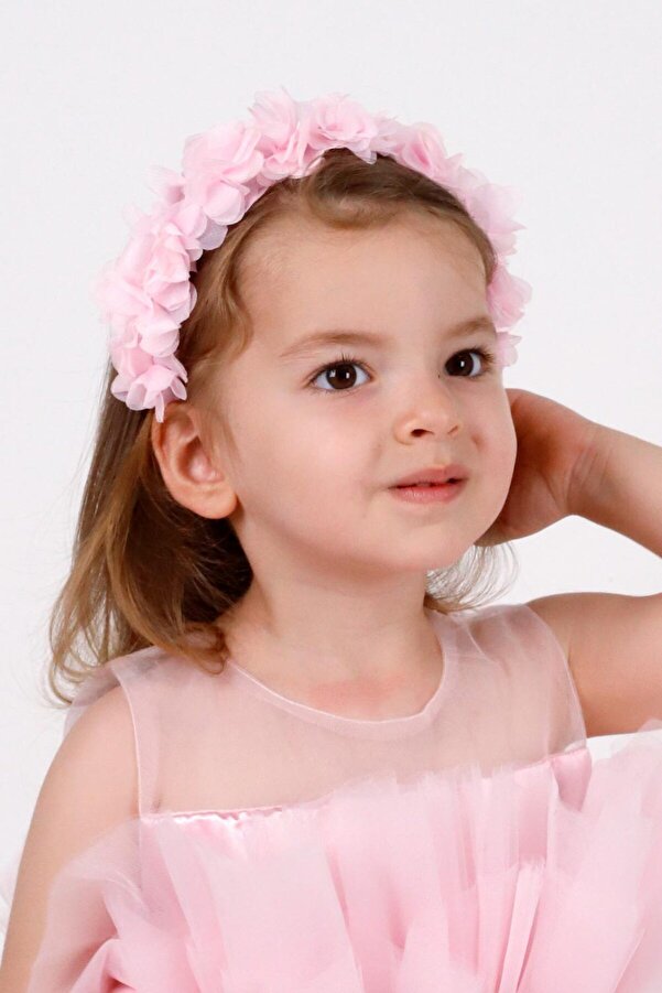 Le Mabelle Pembe Çiçekli Kız Çocuk Taç