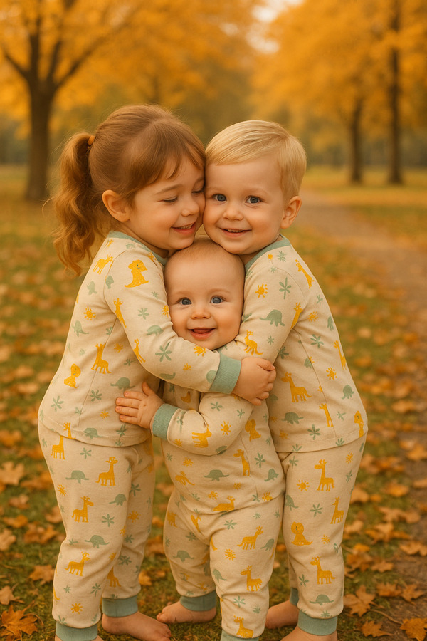 aden kids 0-4 Yaş Özel Karikatür Baskılı Bebek Ve Çocuk Pijama Seti - Geniş Yaka & Özel Beden Seçenekleri