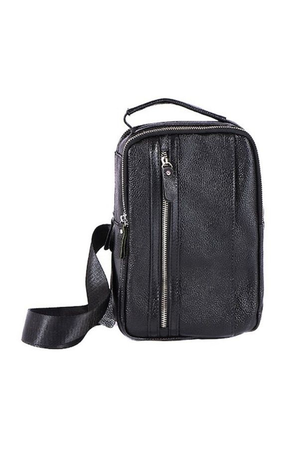 L-line fashion-Men's bag, made of genuine leather, black, fixed handle and an adjustable strap, size: 27/18/7 cm 1