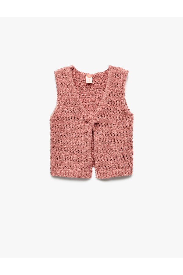 Koton Bağlama Detaylı V Yaka Kolsuz Triko Basic Yelek