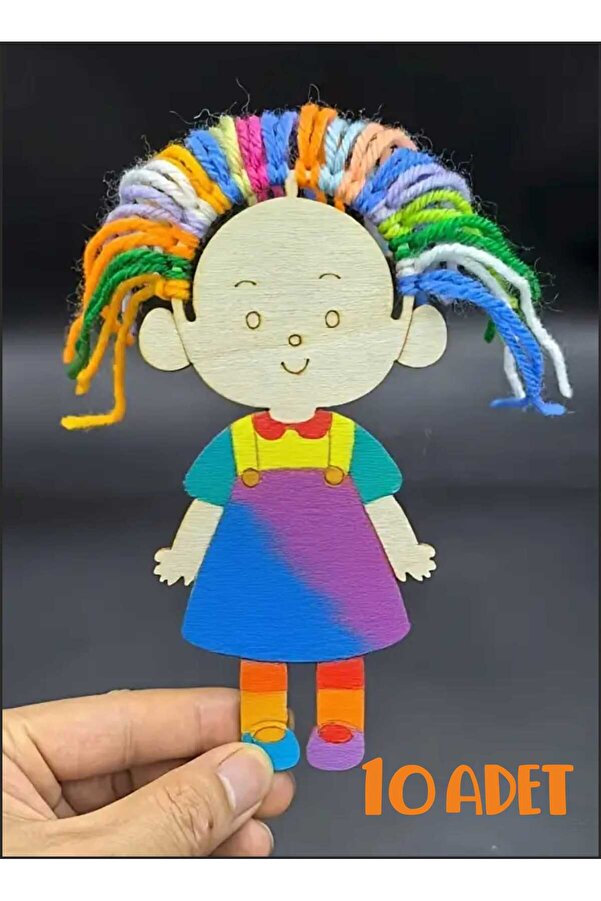 birlazer Sevimli Kız Renkli Ahşap Boyama – Okul Öncesi DIY Etkinlik ve Sanat Aktivitesi 10 adet