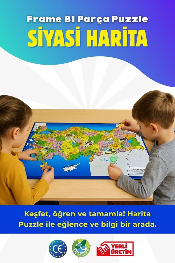 LAÇO KİDS Siyasi Harita Frame Puzzle (81 Parça)