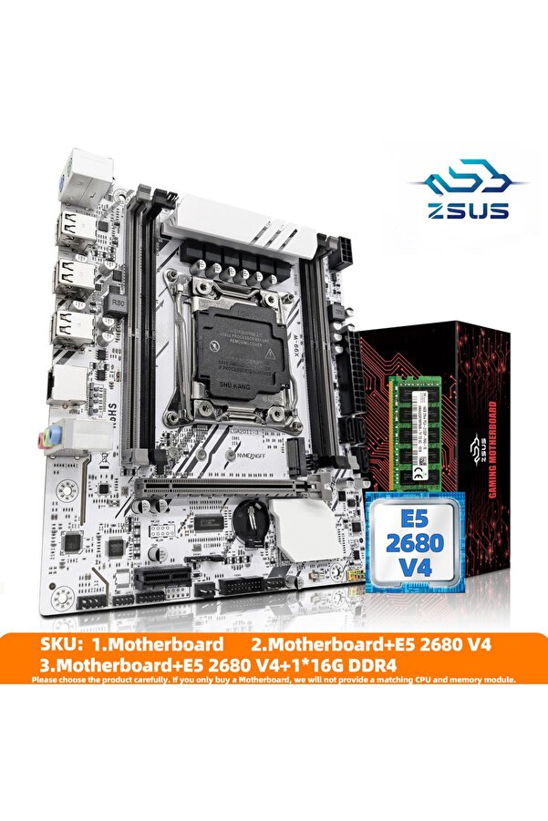 Choice-Motherboard+CPU ZSUS X99-W Motherboard Set Kit With LGA2011-3 Xeon E5 2680V4 CPU DDR4 16GB (1*16GB) 1