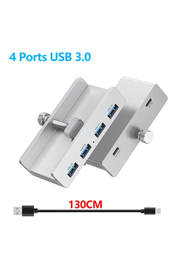 Choice-USB3.0-Silver 10Gbps HUB USB3.2/3.0/2.0 Splitter Adapter Universal External Multi Clip Dock For iMac 1