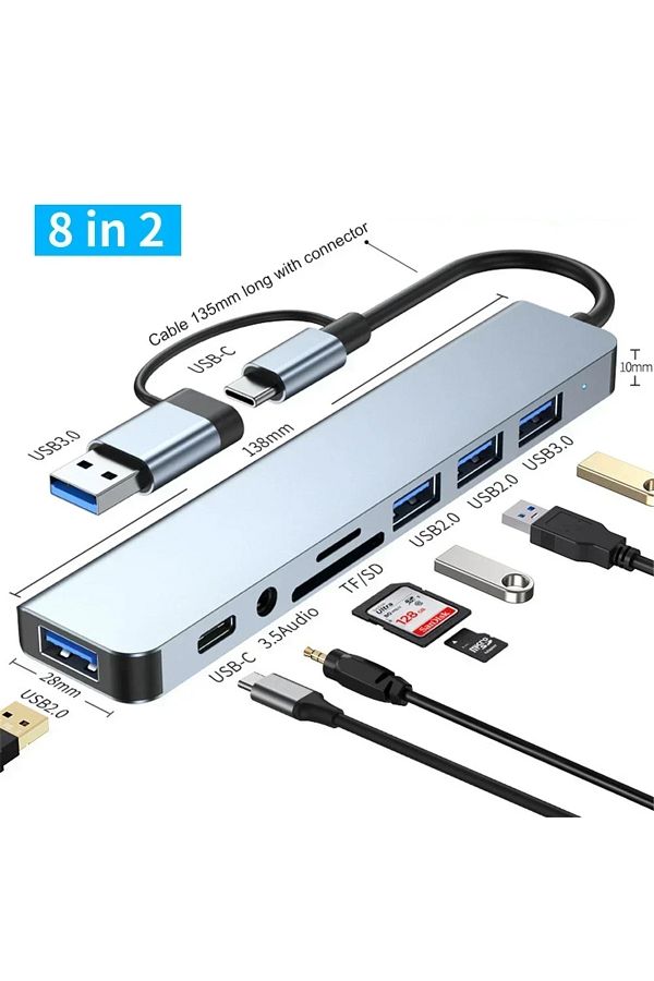 Choice-8-IN-2 5Gbps USB 3.0 HUB USB C HUB USB C Docking Station High Speed Transmission OTG Adapter Splitte 1