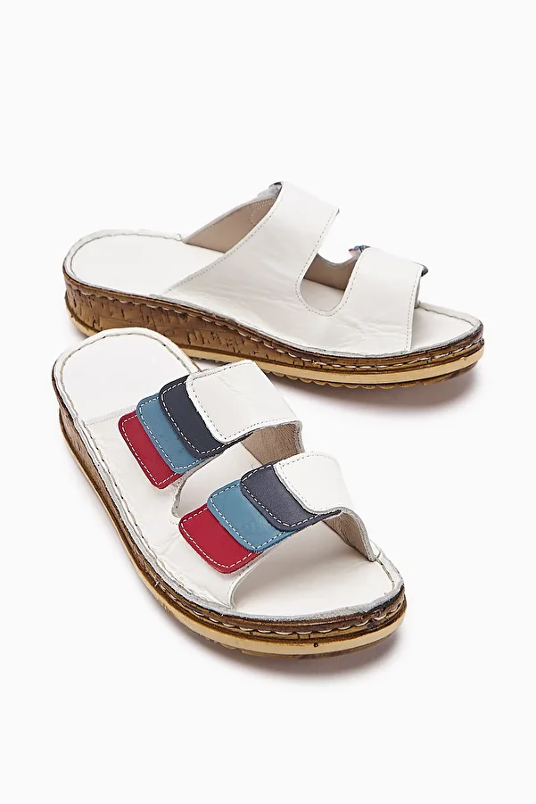 Limoya-Genuine Leather Kassid White Comfort Women's Slippers 1