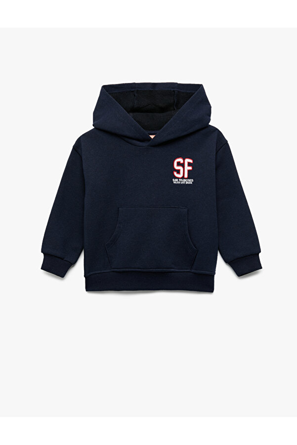 Koton Şardonlu Uzun Kollu Kanguru Cepli Baskılı Kapüşonlu Sweatshirt