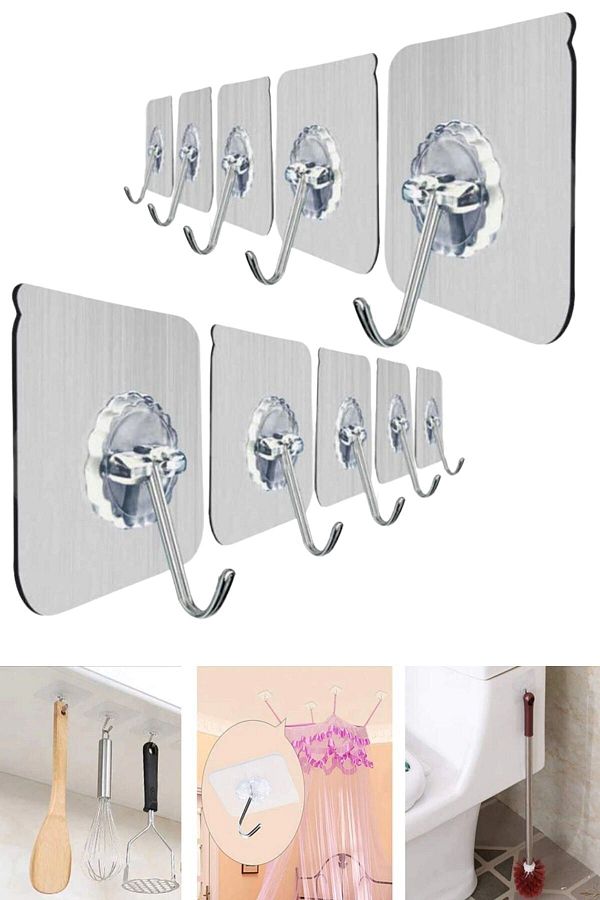 Buffer-2 PiecesSetof 5 - Super Strong and Water Resistant Transparent Hanging Adhesive Hooks, Reusable 1