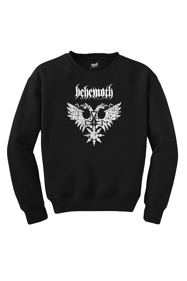 Z zepplin Behemoth Logo Black Sweatshirt Trendyol