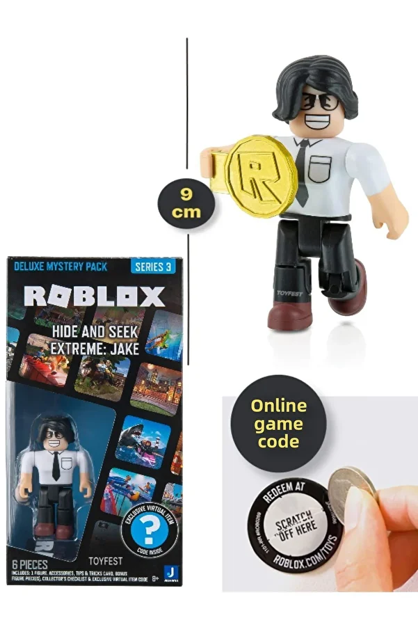 TOYFEST-ROBLOX Deluxe Mystery Pack Series 3 Hide and Seek Extreme : Jake - 9 cm Online Game with Code 1