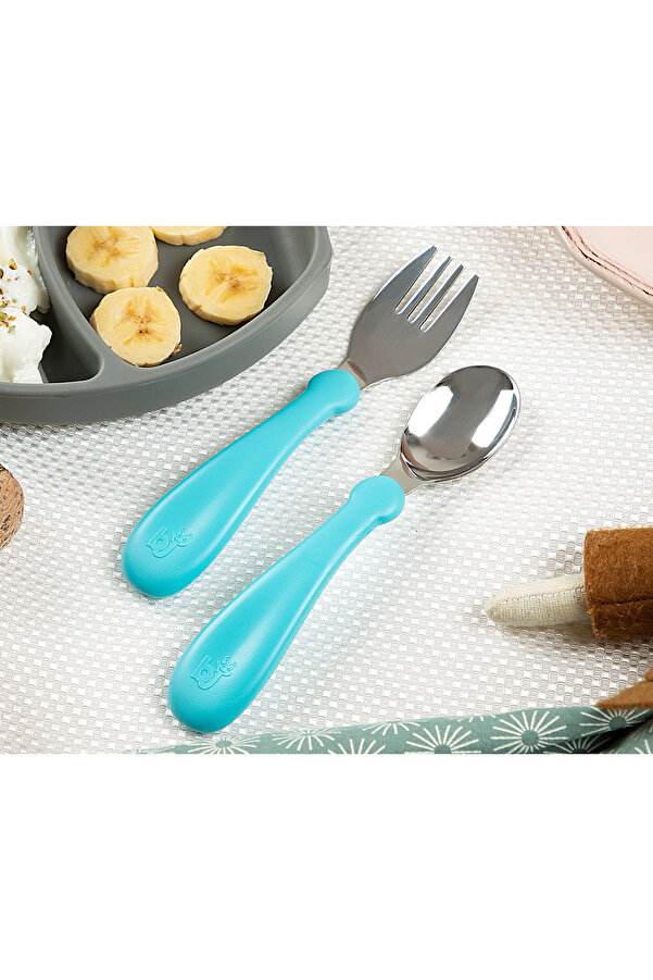 Babyjem Paslanmaz Çelik Çatal Kaşık Seti - Turkuaz
