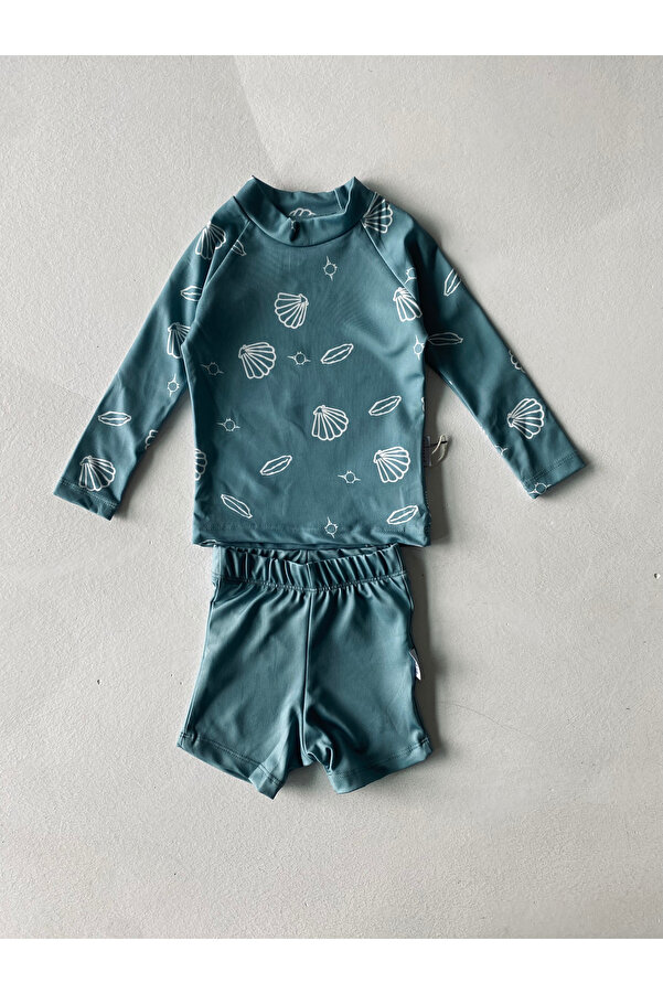 rg kidsstore UV Korumalı Bebek Uzun Kollu Şort Mayo – Güneş Korumalı Deniz ve Havuz Mayosu