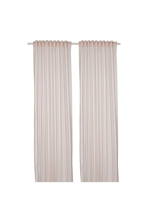 IKEA-Fon Curtain/2 Wings, White-Beige Color-Striped Model 120X300 cm 1