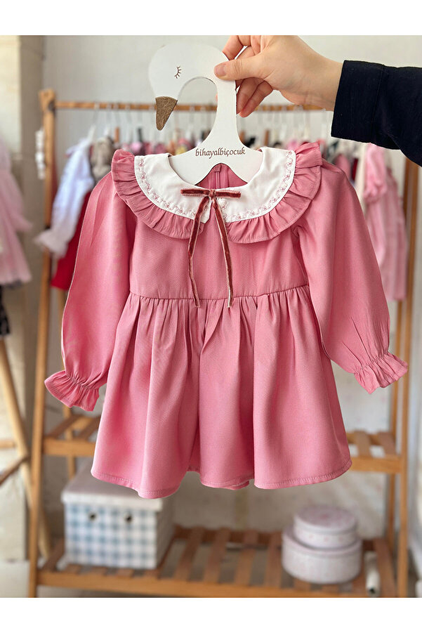 BİHAYALBİÇOCUK Freya - Bebe Yakalı Pembe Elbise