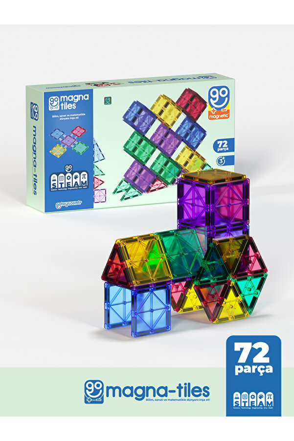 Go Toys Go Magna-Tiles 72 Parça Manyetik Yapı Blokları Original - Mıknatıslı Eğitici Oyuncak- Shopist