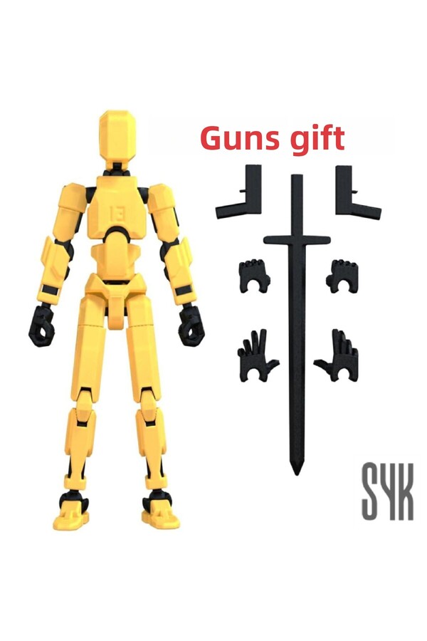 SYK Design-لعبة مجسمة متحركة لجميع المفاصل باللون الأصفر والأسود من Robot 13 Dummy 1