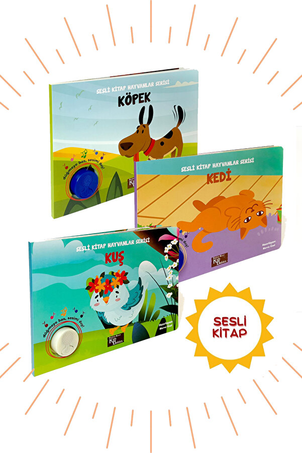 Kids Babies SESLİ KİTAP HAYVANLAR 3LÜ KUŞ-KEDİ-KÖPEK