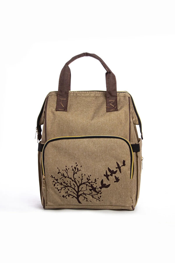 Yerli Anne Bebek Bakım Sırt Çantası Biberon Termoslu Sıvı Geçirmez Askı Aparatlı