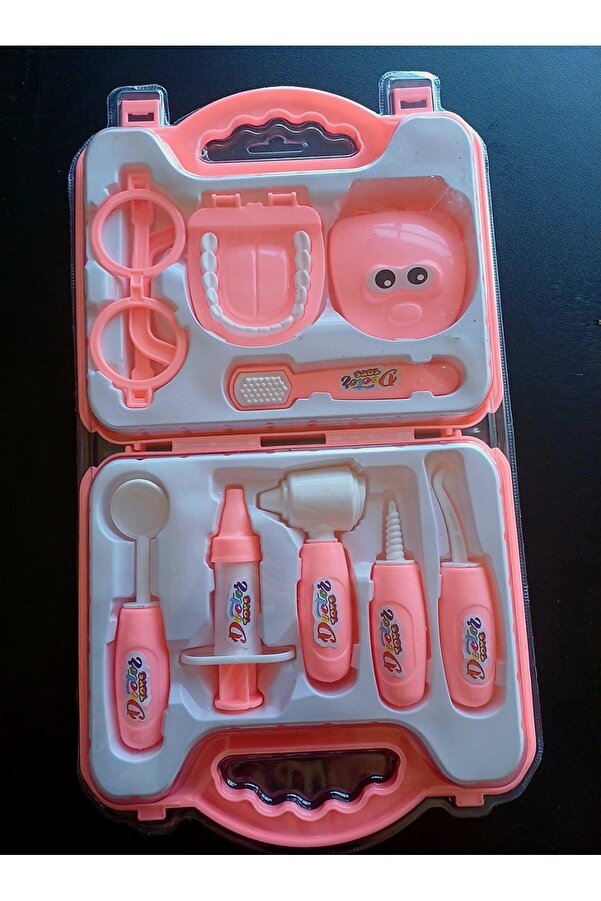 ALYTOYS Çantalı Doktor Set Diş Fırçası Dişler Fırça Dişçi Set Meslek Oyunu 9 Parça Oyuncak Çanta 23x38cm