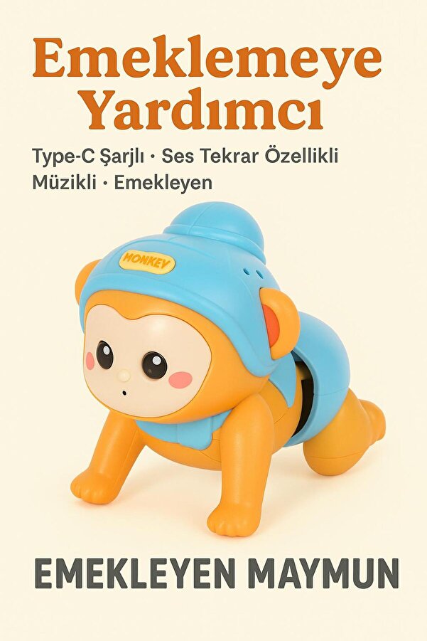 HAK İŞ OYUNCAK Emeklemeye Yardımcı Typ c şarjlı , Ses Tekrar Özellikli Müzikli ,Emekleyen