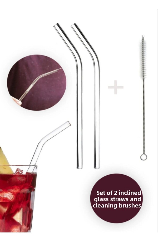 SEVEN7-2-Pack Inclined and Straw Cleaning Brush - Glass Straw 1