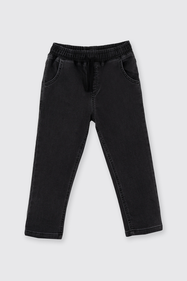 Panço Erkek Bebek Beli Lastikli Yıkamalı Siyah Kot Pantolon