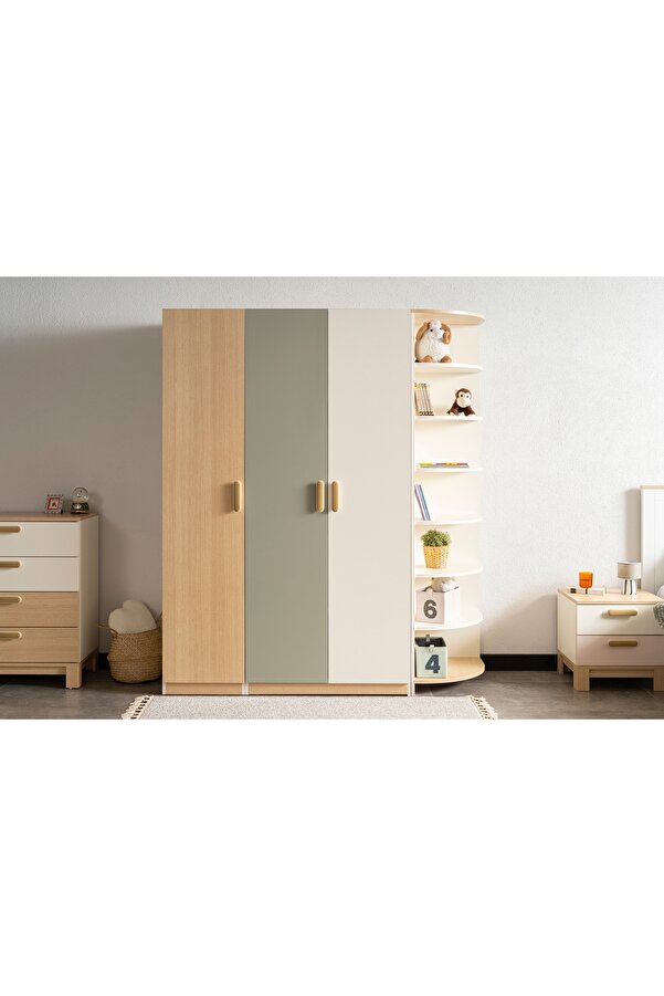 Vivense MOKİDO KİTAPLIKLI GARDIROP, 3 KAPAKLI