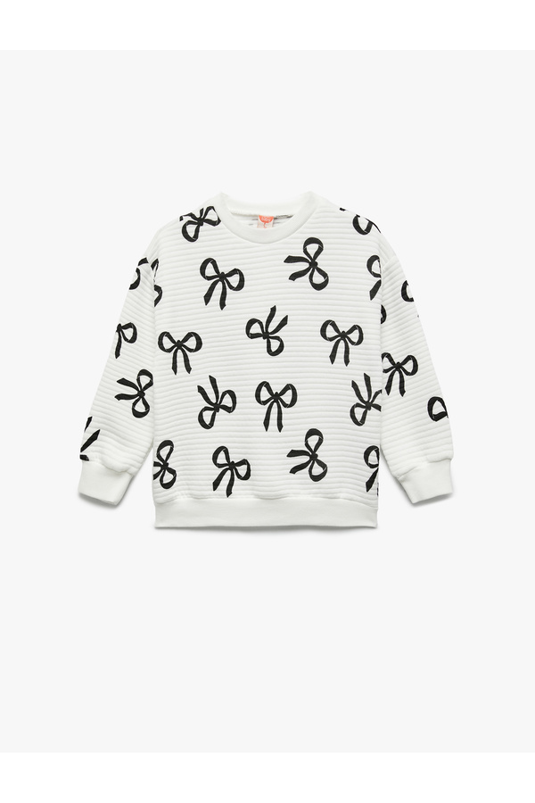 Koton Fiyonk Baskılı Uzun Kollu Bisiklet Yaka Sweatshirt