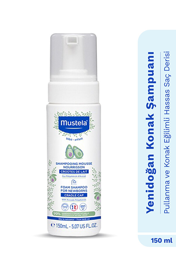 Mustela %99 Doğal İçerikli Saç Pullanmalarına Karşı Yenidoğan Bebek Köpük Göz Yakmayan Şampuan 150 ml