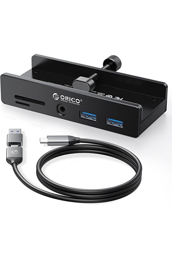 Orico-USB Hub 3.0, Clamp USB Hub with Extra Power Port, Aluminum USB C Adapter with 2 USB-A Data Por 1
