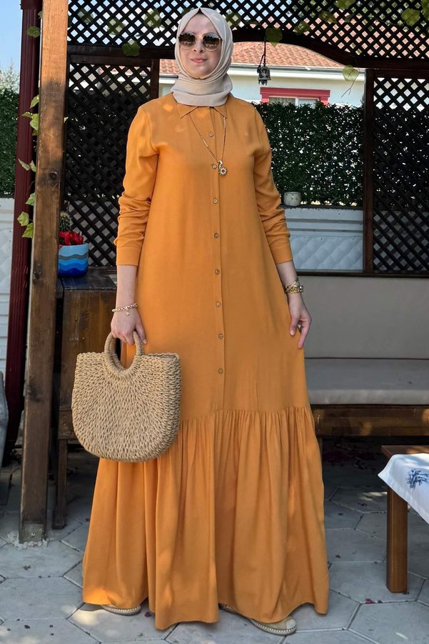 Rabia Şamlı Süreyya Shirt Dress Mustard Yellow